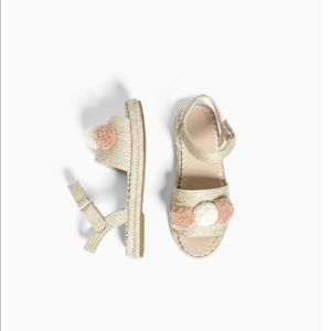 ZARA Jute sandals with pompoms
